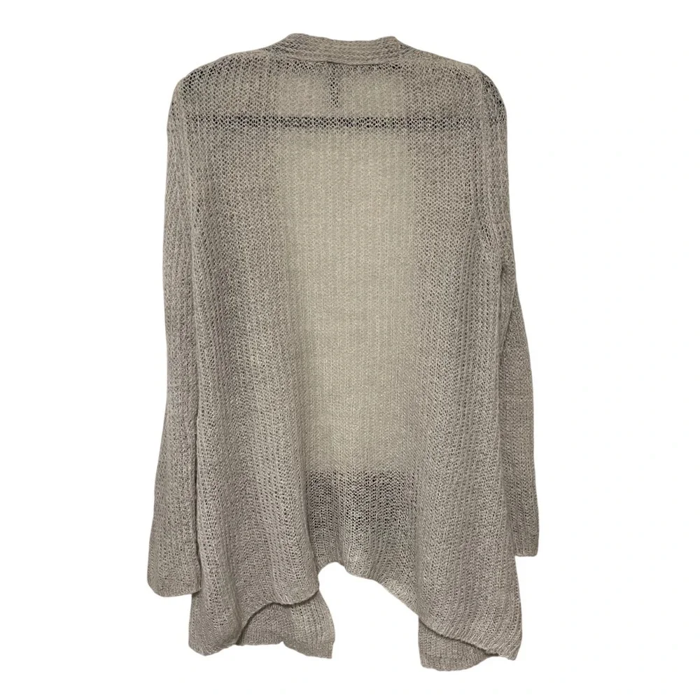 Mohair Blend Womens Cardigan Sweater Beige Knit Open Front‎ Pockets Oversized XS